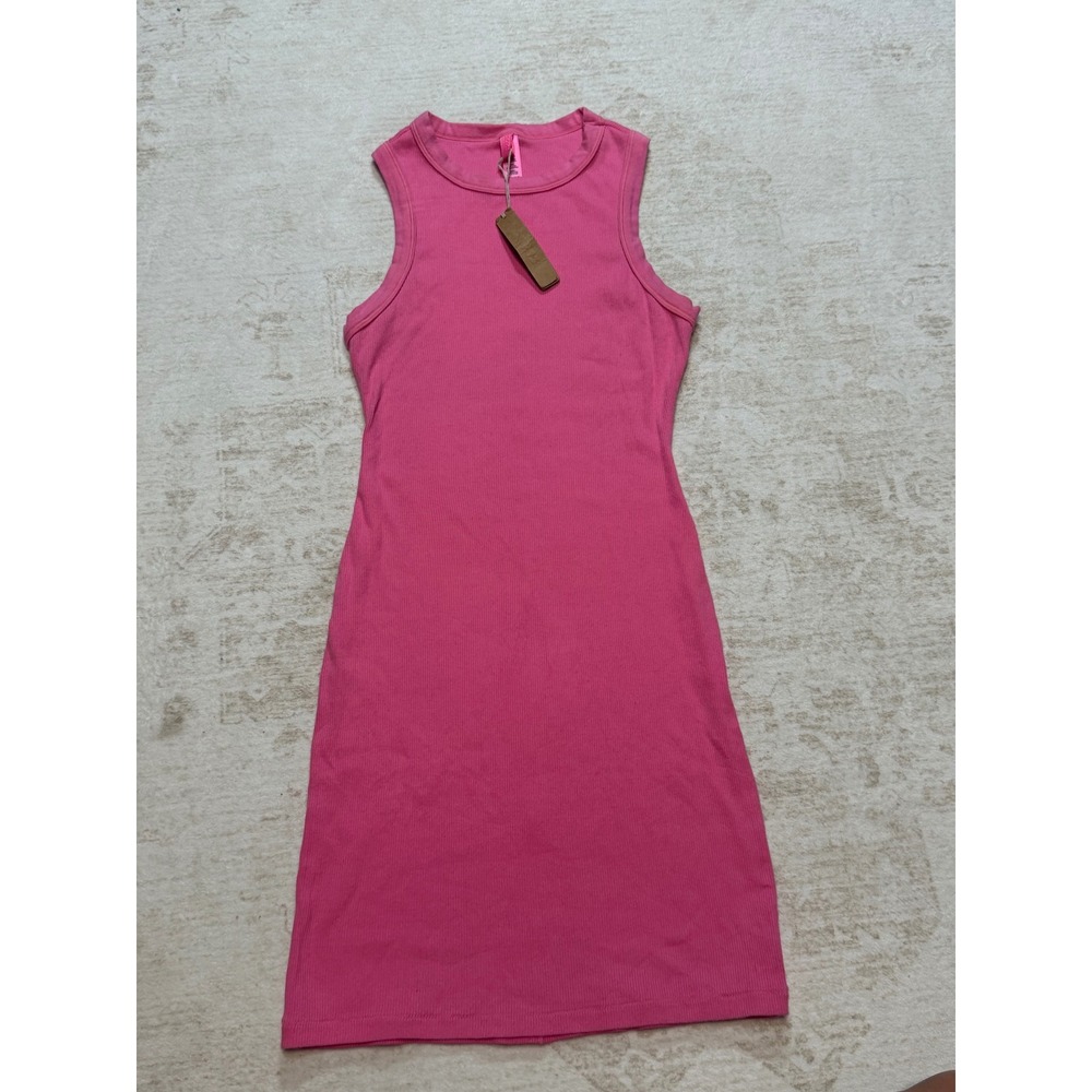 skims pink bodycon dress Cotton Rib Tank Sleeveless Mini Dress Size Small NEW Size:6XXS and everything in between silhouette:Flowy Long Sleeve Formal Sequin